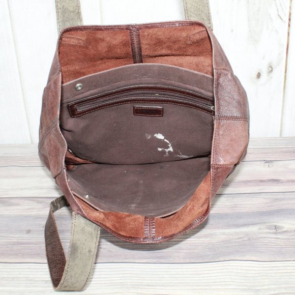 Ellington Brown Leather Double Handle Shoulder Tote Handbag Purse - Picture 7 of 12